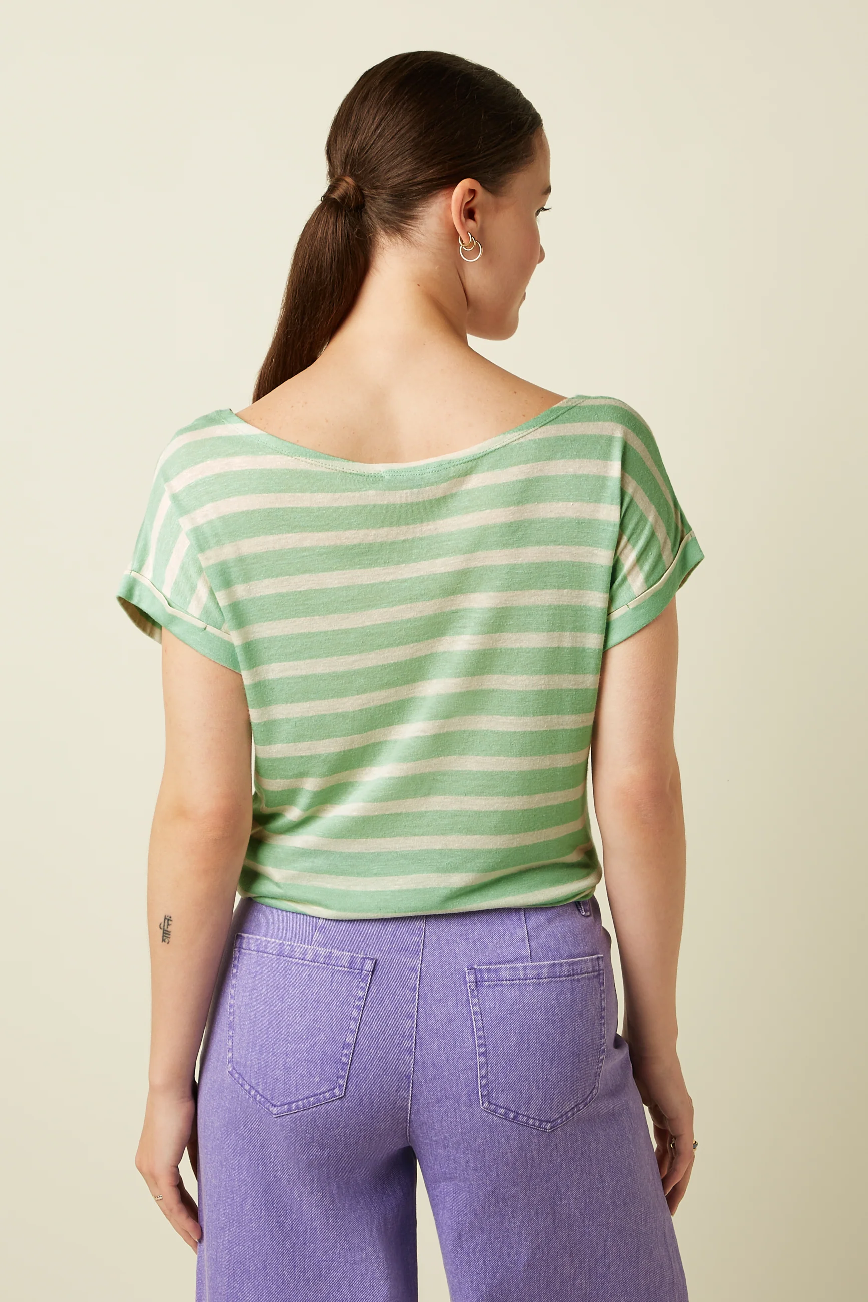 Aria Knot Shirt Marsy Linen Stripe - Image 2