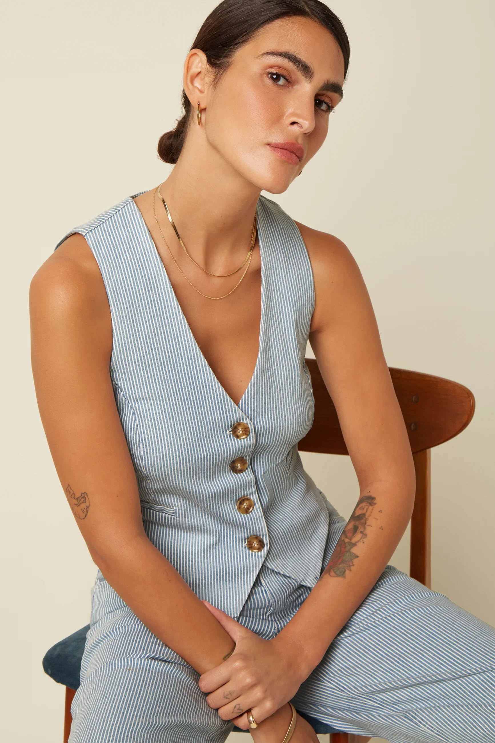 Bianca Gilet Corner Stripe