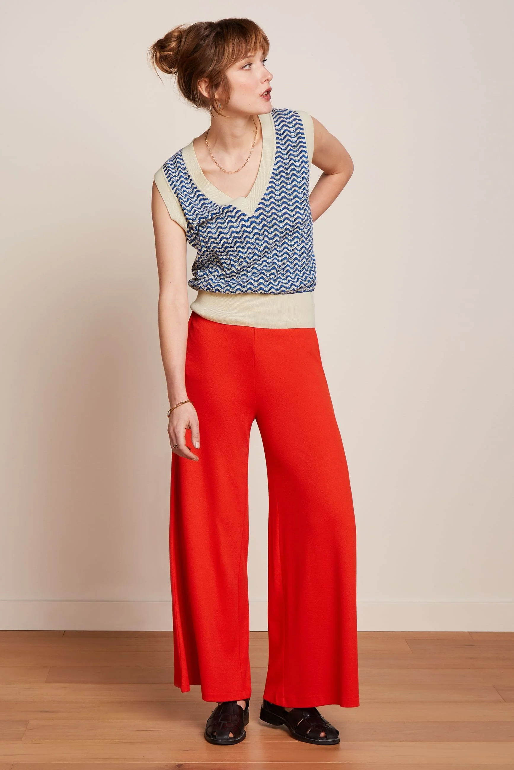 Border Palazzo Cropped Pants Milano Crepe - Image 2