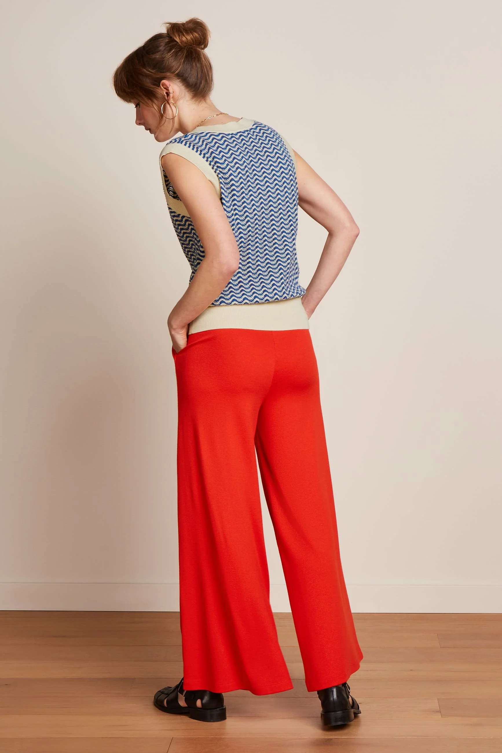 Border Palazzo Cropped Pants Milano Crepe - Image 3