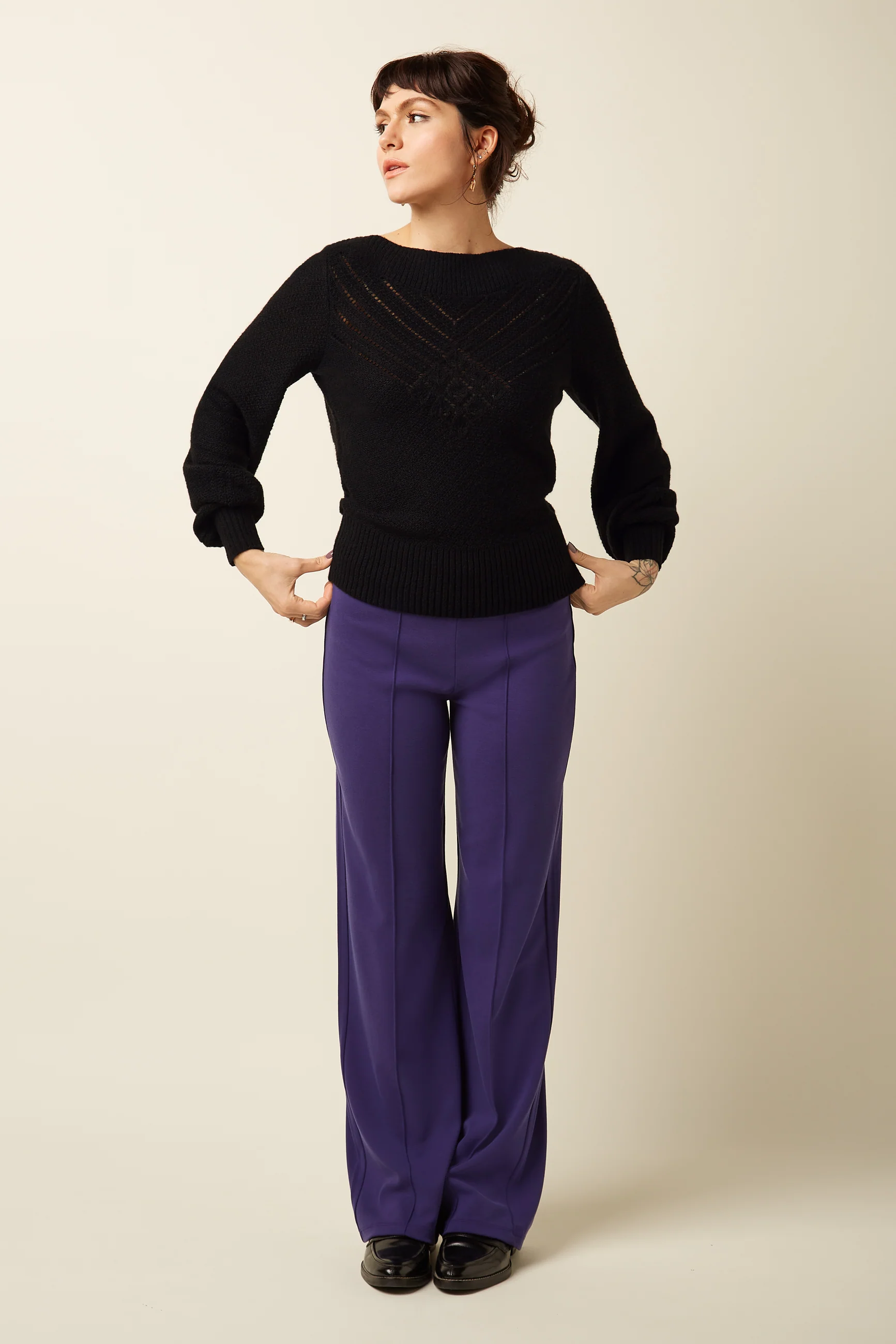 Border Pintuck Pants Milano Uni - Image 2